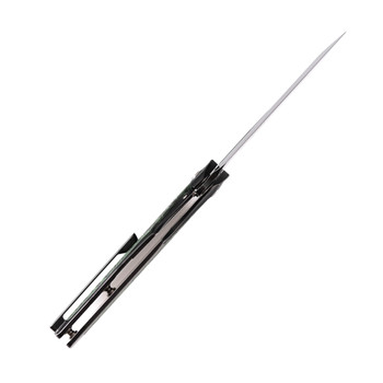 Kansept Tuckamore Folding Knife Black Stonewash Titanium/Green Carbon Fiber Handle 20CV Plain Edge Satin Finish K1052A3