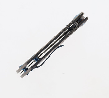 Spartan Harsey Folding Knife Titanium/Blue Hardware Handle S45VN Drop Point Plain Edge SF10SWBL