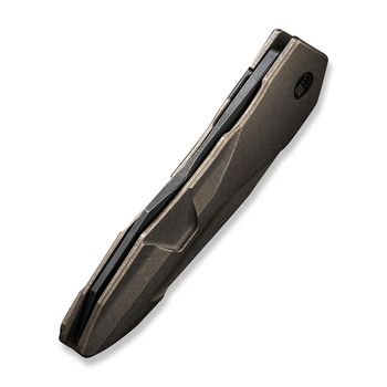 WE Solid Folding Knife Polished Bronze Titanium Handle 20CV Plain Edge Black Stonewash Finish WE22028-3 WE Solid Folding Knife Polished Bronze Titanium Handle 20CV Plain Edge Black Stonewash Finish WE22028-3