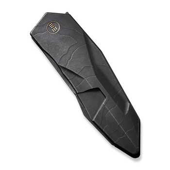 WE Solid Folding Knife Etched Black Stonewash Titanium Handle 20CV Plain Edge Etched Black Stonewash Finish WE22028-5 WE Solid Folding Knife Etched Black Stonewash Titanium Handle 20CV Plain Edge Etched Black Stonewash Finish WE22028-5