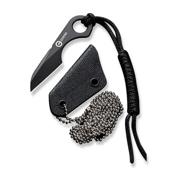 Civivi Gramis Folding Fixed Blade Knife Black Handle 14C28N Sheepsfoot Plain Black Blade C23004-1