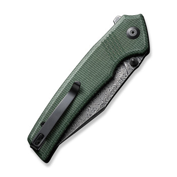 Civivi Tranquil Folding Knife Green Canvas Micarta Handle Damascuus Clip Point Plain Edge Black Hand Rubbed Finish C23027-DS1 Civivi Tranquil Folding Knife Green Canvas Micarta Handle Damascuus Clip Point Plain Edge Black Hand Rubbed Finish C23027-DS1