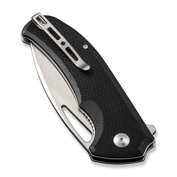 Sencut Phantara Folding Knife Black G10 Handle 9Cr18MoV Drop Point Plain Edge Stonewash Finish S23014-1