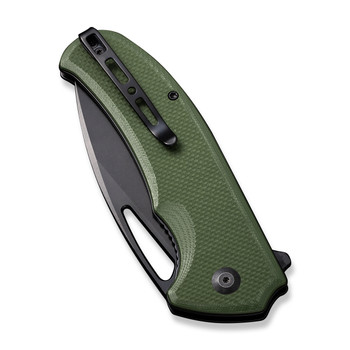 Sencut Phantara Folding Knife OD Green G10 Handle 9Cr18MoV Drop Point Plain Black Blade S23014-3