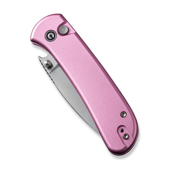 Civivi Qubit Folding Knife Pink Aluminum Handle 14C28N Drop Point Plain Edge Satin Finish C22030E-5