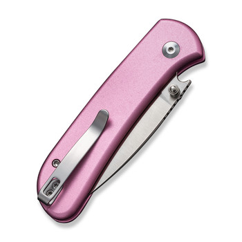 Civivi Qubit Folding Knife Pink Aluminum Handle 14C28N Drop Point Plain Edge Satin Finish C22030E-5