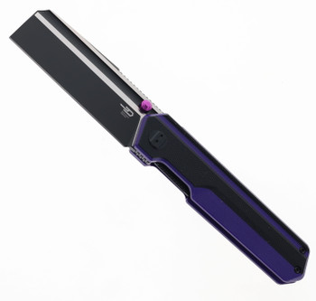 Bestech Tardis Folding Knife Black/Purple G10 Handle D2 Plain Black DLC/Satin Blade BG54D