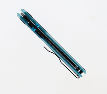 Bestech Tardis Folding Knife Black/Sky Blue G10 Handle D2 Plain Black DLC/Satin Blade BG54F