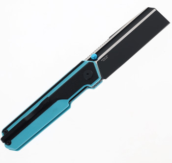 Bestech Tardis Folding Knife Black/Sky Blue G10 Handle D2 Plain Black DLC/Satin Blade BG54F