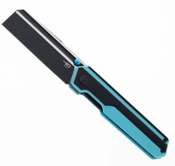 Bestech Tardis Folding Knife Black/Sky Blue G10 Handle D2 Plain Black DLC/Satin Blade BG54F