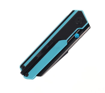 Bestech Tardis Folding Knife Black/Sky Blue G10 Handle D2 Plain Black DLC/Satin Blade BG54F