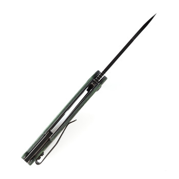 Kansept Model 6 Folding Knife Green Carbon Fiber Handle 20CV Plain Edge Black Stonewash Finish K1022A5