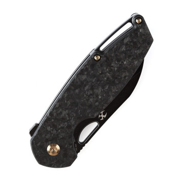 Kansept Model 6 Folding Knife Shredded Carbon Fiber Handle 20CV Plain Edge Black Stonewash Finish K1022A6
