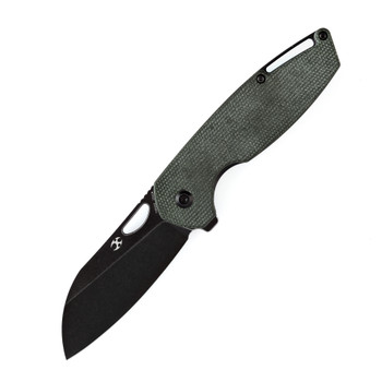 Kansept Model 6 Folding Knife Green Micarta Handle 154CM Plain Edge Black Stonewash Finish T1022A2