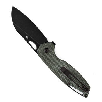 Kansept Model 6 Folding Knife Green Micarta Handle 154CM Plain Edge Black Stonewash Finish T1022A2