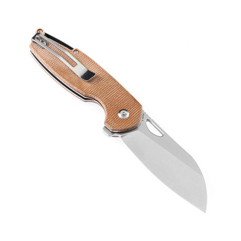 Kansept Model 6 Folding Knife Brown Micarta Handle 154CM Plain Edge Stonewash Finish T1022A5