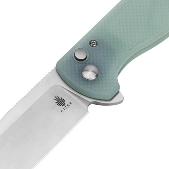 Kizer Amicus Folding Knife Jade G10 Handle 9Cr18MoV Drop Point Plain Edge Satin Finish L3002A2 Kizer Amicus Folding Knife Jade G10 Handle 9Cr18MoV Drop Point Plain Edge Satin Finish L3002A2