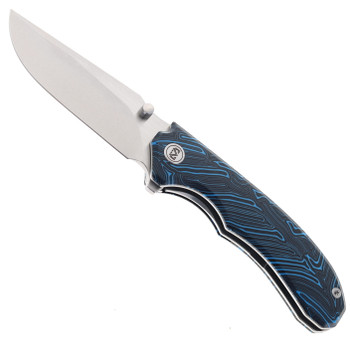 Miguron Centurion Folding Knife Blue Gmascus Handle 14C28N Plain Edge Stonewash Finish MGR-812DBU Miguron Centurion Folding Knife Blue Gmascus Handle 14C28N Plain Edge Stonewash Finish MGR-812DBU
