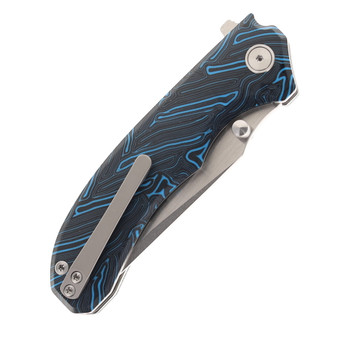 Miguron Centurion Folding Knife Blue Gmascus Handle 14C28N Plain Edge Stonewash Finish MGR-812DBU Miguron Centurion Folding Knife Blue Gmascus Handle 14C28N Plain Edge Stonewash Finish MGR-812DBU