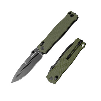 Real Steel Muninn Folding Knife OD Green G10 Handle VG-10 Plain Black Blade 7752BG