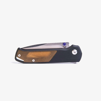 Flytanium Arcade Folding Knife Void Black Aluminum Handle S35VN Drop Point Plain Edge Stonewash Finish FLY-1251