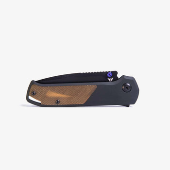 Flytanium Arcade Folding Knife Void Black Aluminum Handle S35VN Drop Point Plain Black Blade FLY-1252