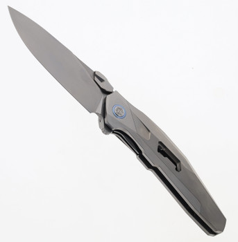Rike Shadow Folding Knife Gray Titanium Handle M390 Clip Point Plain Edge Shadow-S-P