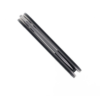 Two Sun Folding Knife Black Carbon Fiber Handle M390 Plain Edge Satin Finish TS362-M390-CF