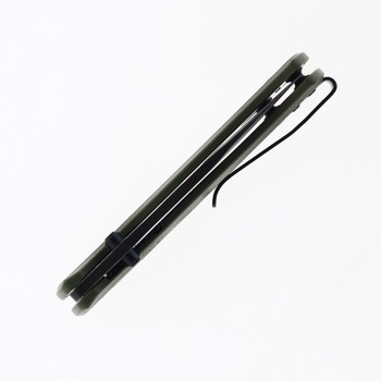 QSP Canary Folding Knife Olive Green G10 Handle 14C28N Plain Black Blade QS150-F2