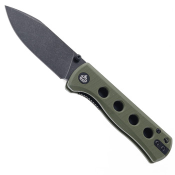 QSP Canary Folding Knife Olive Green G10 Handle 14C28N Plain Black Blade QS150-F2