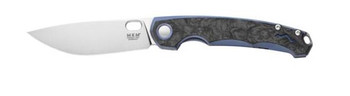 MKM Eclipse Folding Knife Blue Anodized Titanium Handle Magnacut Plain Edge Satin Finish EL-BLCF Eclipse