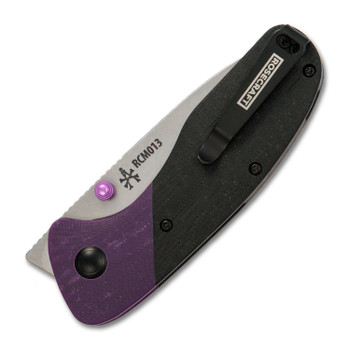 Rosecraft Tarcanis Folding Knife Black/Purple G10 Handle RPM9 Drop Point Plain Edge Stonewash Finish RCM013-PB Rosecraft Tarcanis Folding Knife Black/Purple G10 Handle RPM9 Drop Point Plain Edge Stonewash Finish RCM013-PB