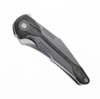 Two Sun Folding Knife Black Titanium/Micarta Handle N690 Plain Edge TS426-SAND