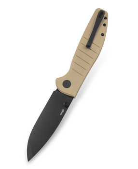 Bestech Goodboy Folding Knife Khaki G10 Handle D2 Plain Black Blade BMK04E