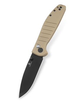 Bestech Goodboy Folding Knife Khaki G10 Handle D2 Plain Black Blade BMK04E