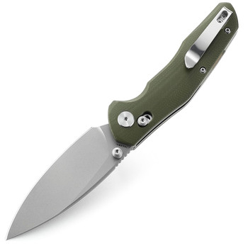 Bestech Ronan Folding Knife OD Green G10 Handle 14C28N Plain Edge Stonewash Finish BMK02E