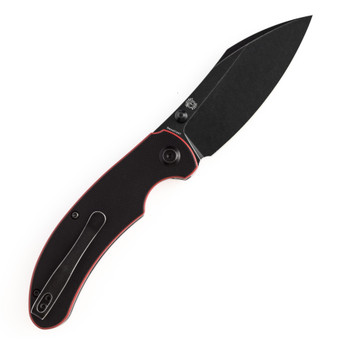 Kansept Nesstreet Folding Knife Black/Red G10 Handle 154CM Plain Edge Black Stonewash Finish T1039A2