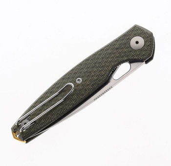 GiantMouse Knives ACE REO Folding Knife Green Canvas Micarta Handle Magnacut Plain Edge Satin Finish