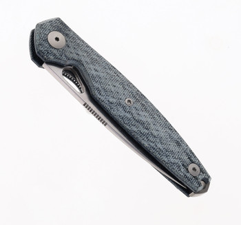 GiantMouse Knives ACE REO Folding Knife Denim Canvas Micarta Handle Magnacut Plain Edge Satin Finish
