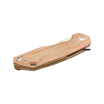 GiantMouse Knives ACE Corta Folding Knife Natural Canvas Micarta Handle M390 Plain Edge Satin Finish