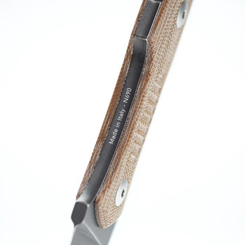 GiantMouse Knives GMF3-P Fixed Blade Knife Natural Canvas Micarta Handle N690 Plain Edge PVD Stonewash Finish