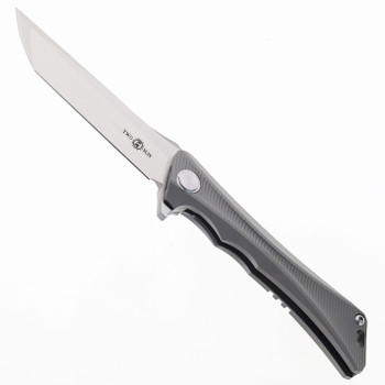 サム 2-1 Two Sun Folding Knife Gray Titanium Handle D2 Plain Edge TS59