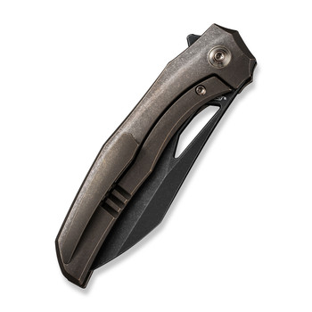 WE Ignio Folding Knife Bronze Titanium Handle 20CV Wharnto Plain Edge Black Stonewash Finish WE22042B-2