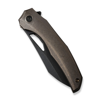 WE Ignio Folding Knife Bronze Titanium Handle 20CV Wharnto Plain Edge Black Stonewash Finish WE22042B-2