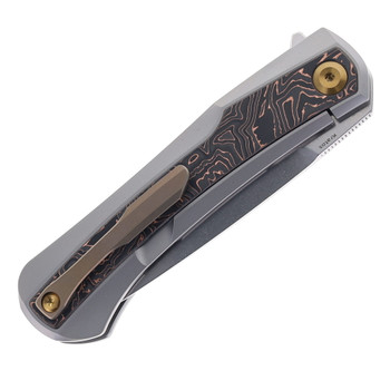 Kansept Kratos Folding Knife Titanium/Copper Carbon Fiber Inlay Handle S35VN Plain Edge Stonewash Finish K1024A7