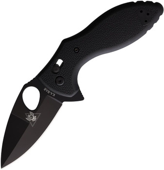 Kabar TDI Crossbar Lock Folding Knife Black GFN Handle AUS-8 Spear Point Plain Black Blade 2490