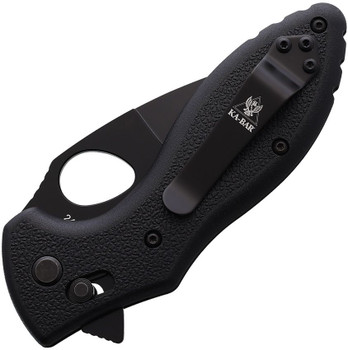 Kabar TDI Crossbar Lock Folding Knife Black GFN Handle AUS-8 Spear Point Plain Black Blade 2490