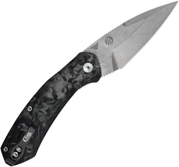 Case Cutlery Westline Linerlock Folding Knife Marbled Carbon Fiber Handle S35VN Drop Point Plain Edge Stonewash Finish 36554