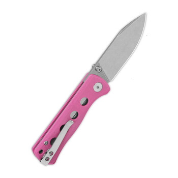 QSP Canary Folding Knife Pink G10 Handle 14C28N Plain Edge Stonewash Finish QS150-H1