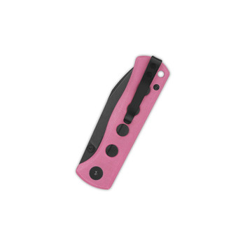 QSP Canary Folding Knife Pink G10 Handle 14C28N Plain Black Blade QS150-H2